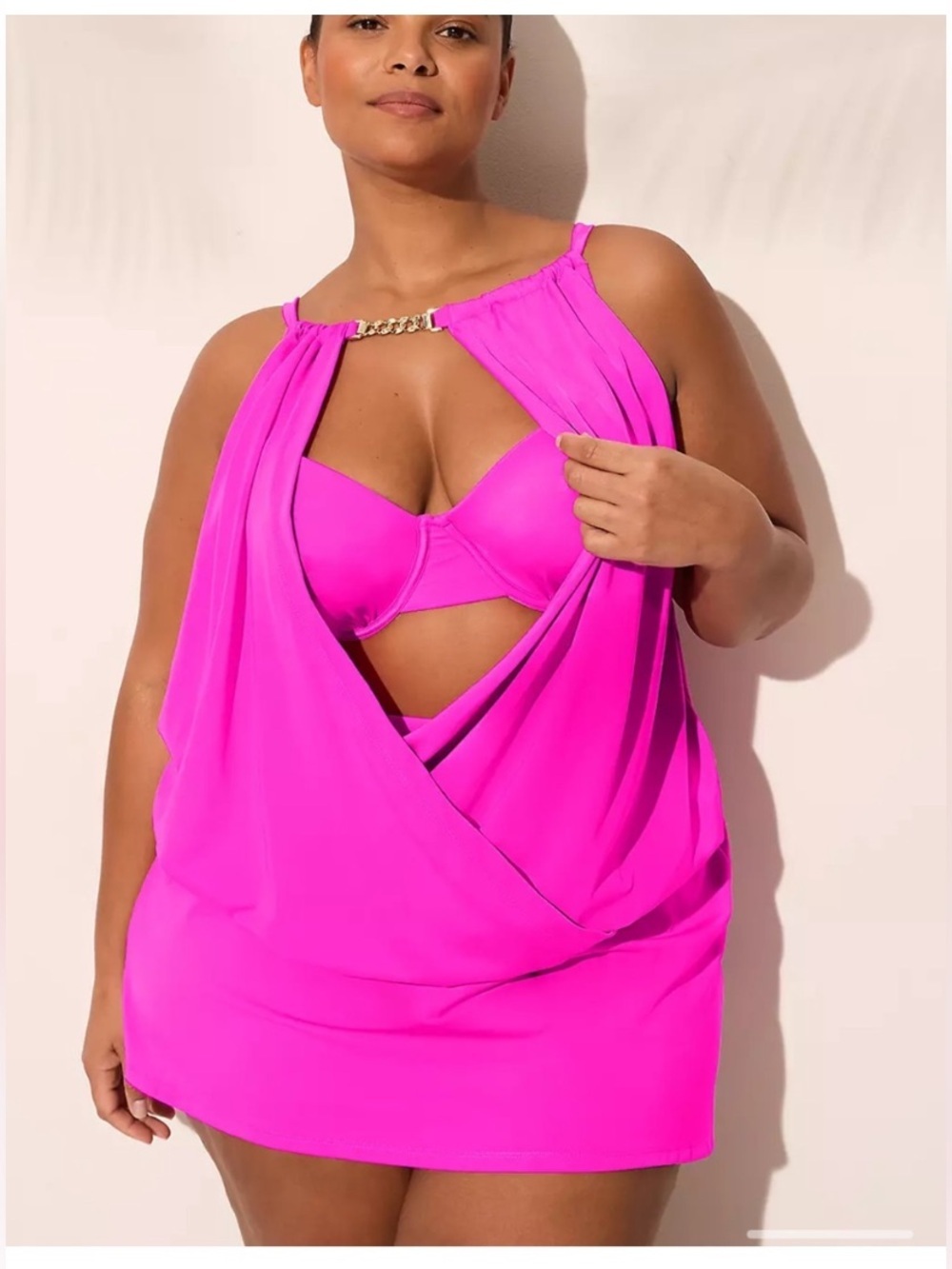 New Cacique Lane Bryant Swim Tankini & Skort 2 Piece Swimsuit Set Pink 44D / 24